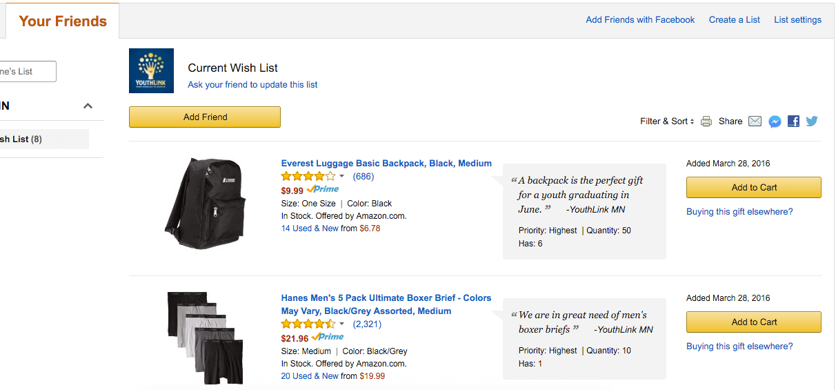 How Amazon Wish List helps.